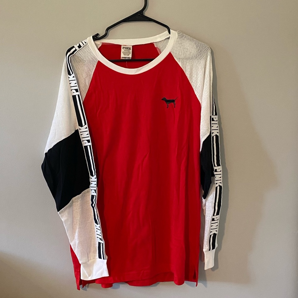 brand new- PINK red long sleeve mesh arm